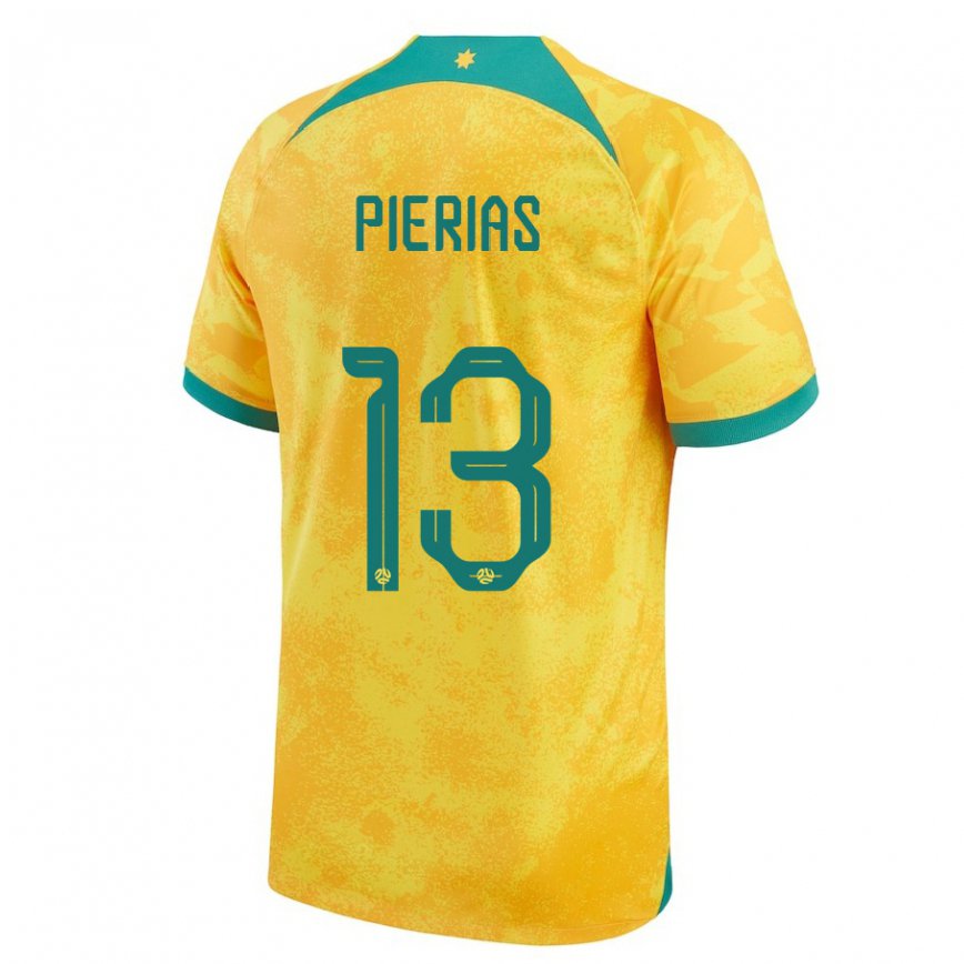 Niño Camiseta Australia Dylan Pierias #13 Dorado 1ª Equipación 22-24