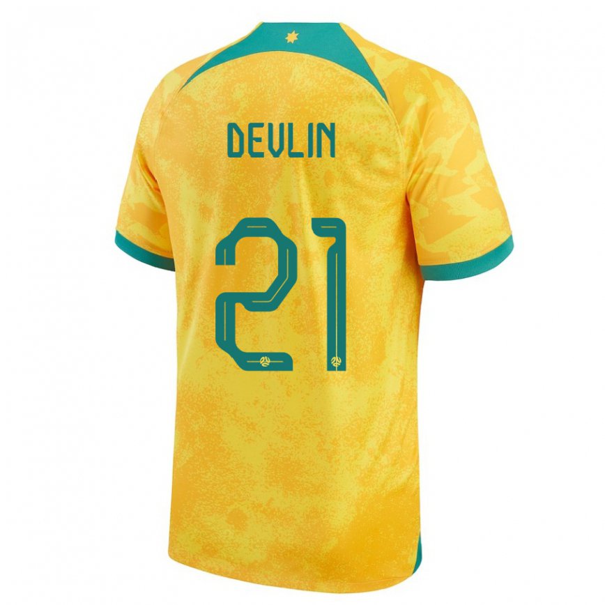 Niño Camiseta Australia Cameron Devlin #21 Dorado 1ª Equipación 22-24