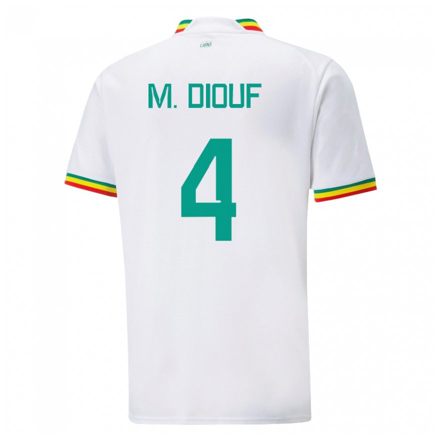 Niño Camiseta Senegal Mame Diarra Diouf #4 Blanco 1ª Equipación 22-24