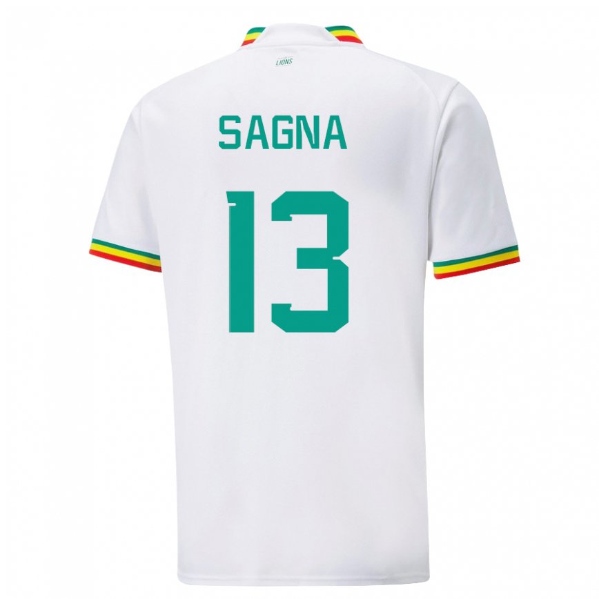 Niño Camiseta Senegal Jeannette Sagna #13 Blanco 1ª Equipación 22-24