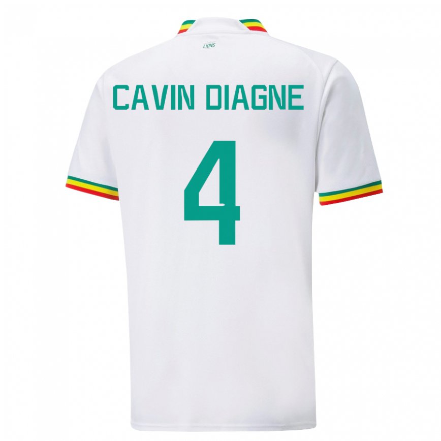 Niño Camiseta Senegal Cavin Diagne #4 Blanco 1ª Equipación 22-24