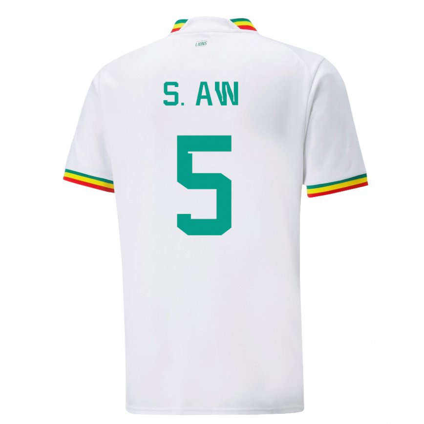 Niño Camiseta Senegal Souleymane Aw #5 Blanco 1ª Equipación 22-24