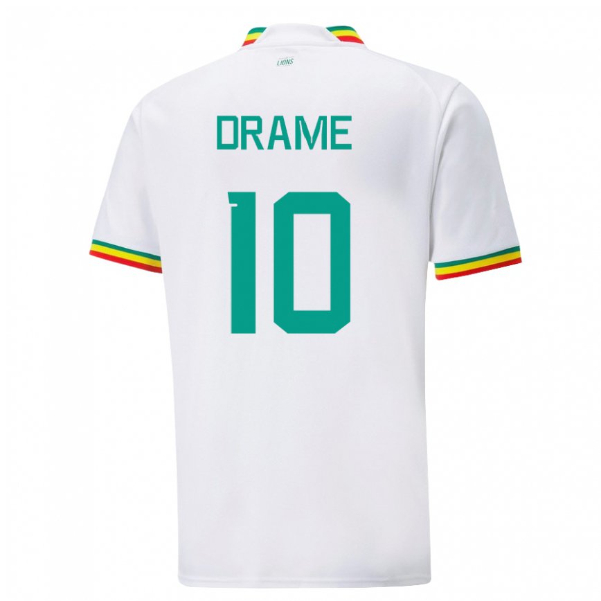 Niño Camiseta Senegal Ibrahima Drame #10 Blanco 1ª Equipación 22-24