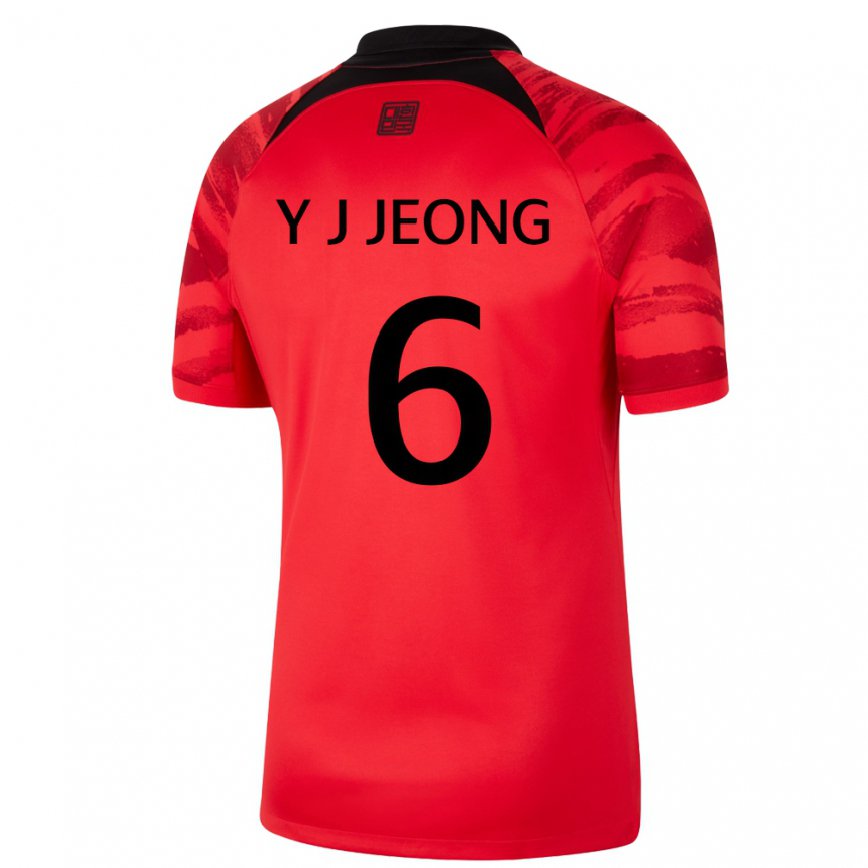 Niño Camiseta Corea Del Sur Jeong Yu Jin #6 Negro Rojo 1ª Equipación 22-24