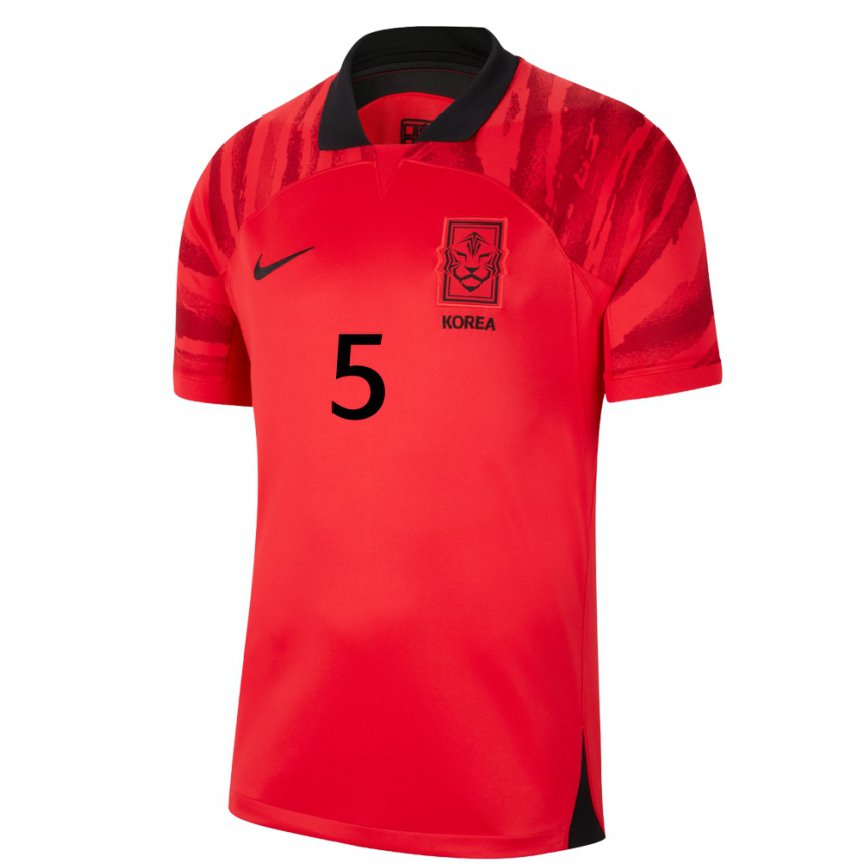 Niño Camiseta Corea Del Sur Lee Chan Wook #5 Negro Rojo 1ª Equipación 22-24