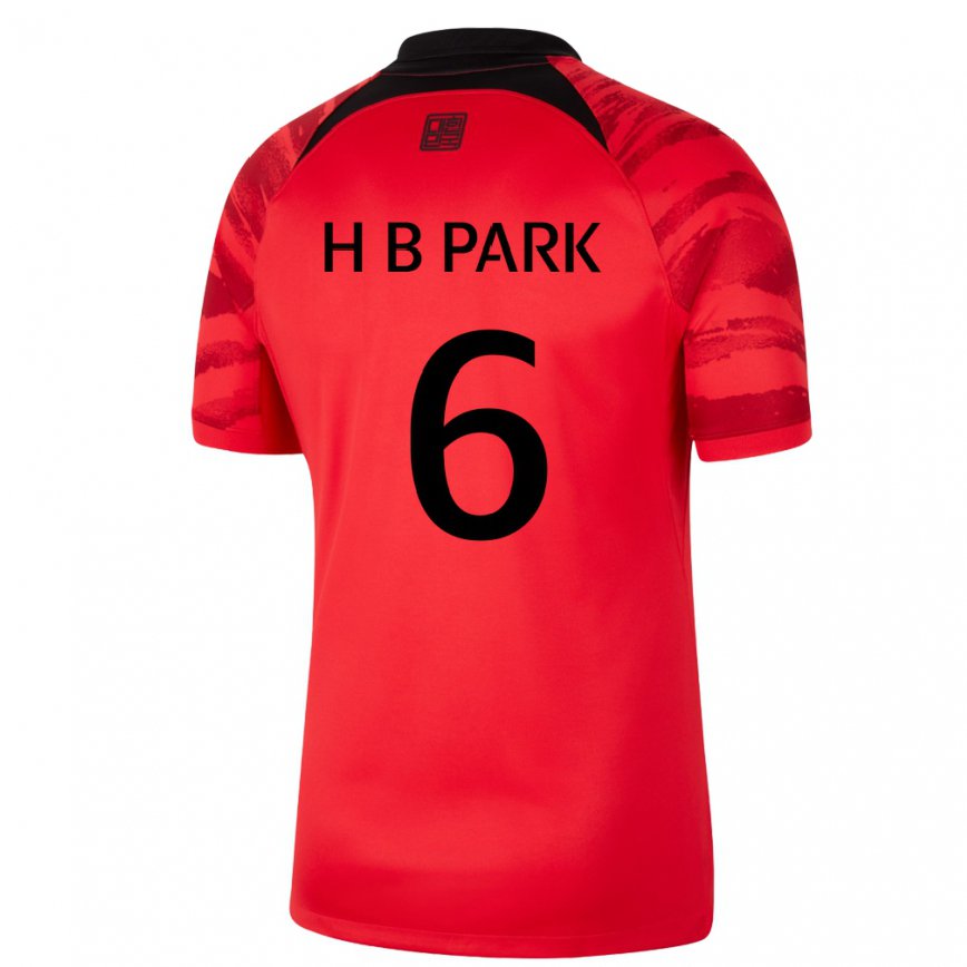 Niño Camiseta Corea Del Sur Park Hyeon Bin #6 Negro Rojo 1ª Equipación 22-24