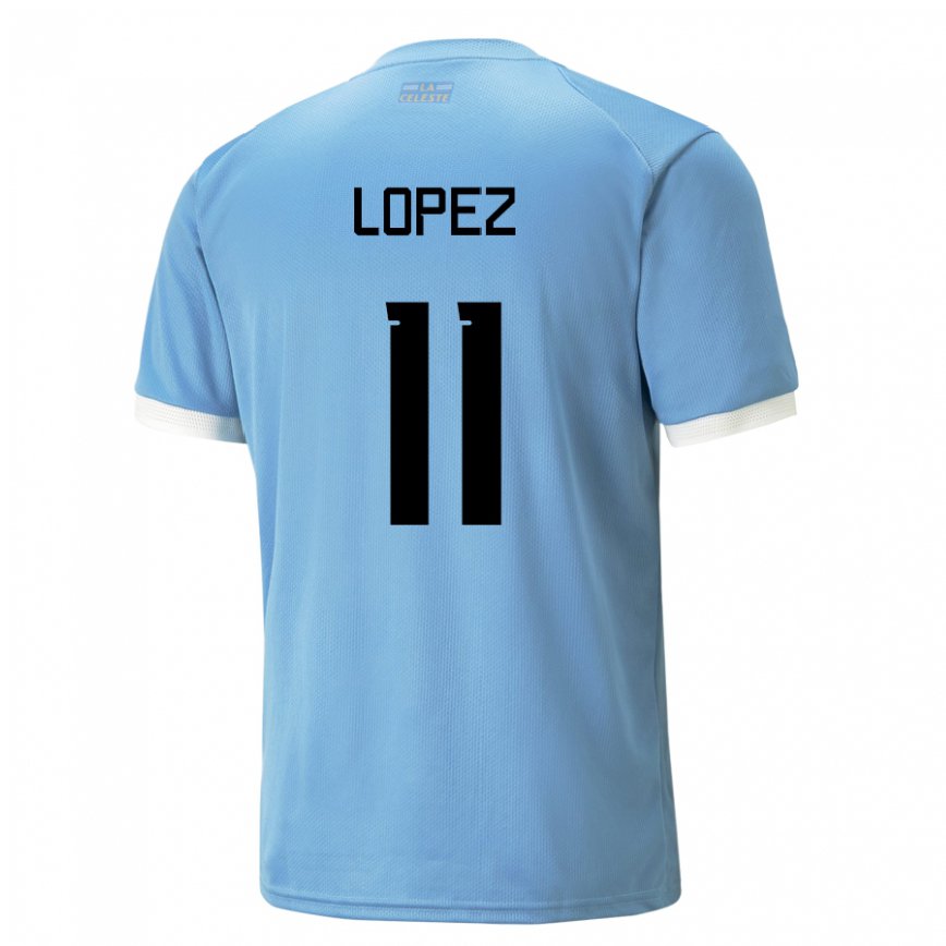 Niño Camiseta Uruguay Guillermo Lopez #11 Azul 1ª Equipación 22-24