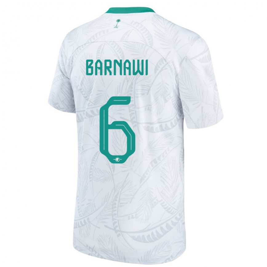 Niño Camiseta Arabia Saudita Mohammed Barnawi #6 Blanco 1ª Equipación 22-24