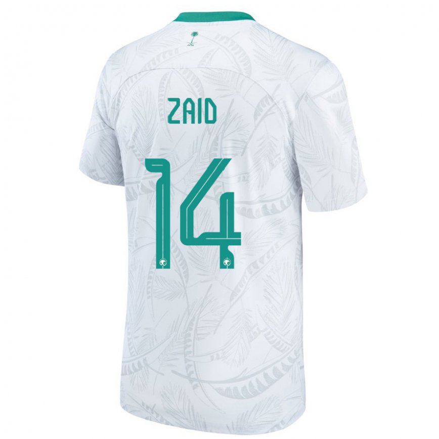 Niño Camiseta Arabia Saudita Abdullah Zaid #14 Blanco 1ª Equipación 22-24