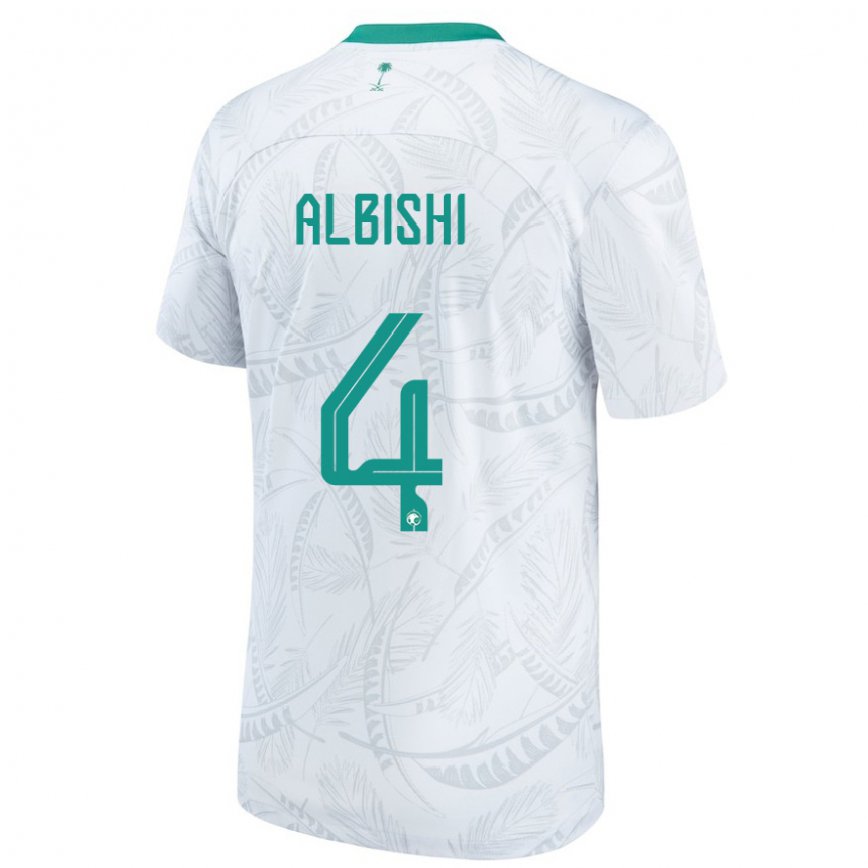 Niño Camiseta Arabia Saudita Abdullah Albishi #4 Blanco 1ª Equipación 22-24