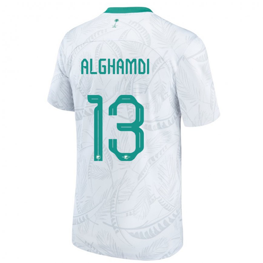 Niño Camiseta Arabia Saudita Hazzaa Alghamdi #13 Blanco 1ª Equipación 22-24