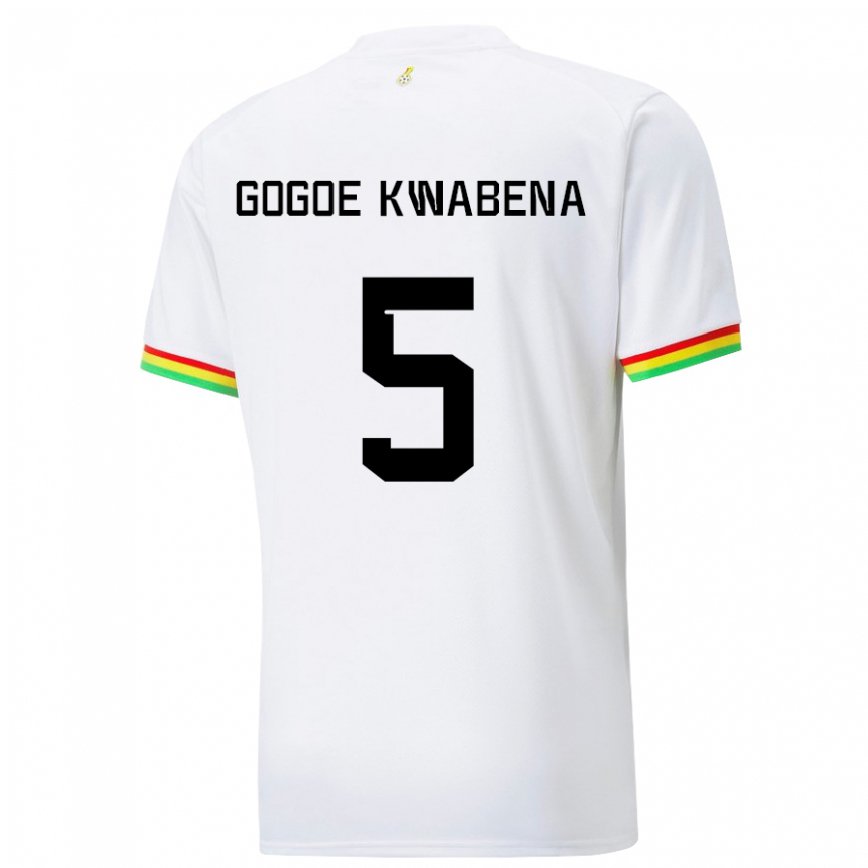 Niño Camiseta Ghana Boahen Gogoe Kwabena #5 Blanco 1ª Equipación 22-24