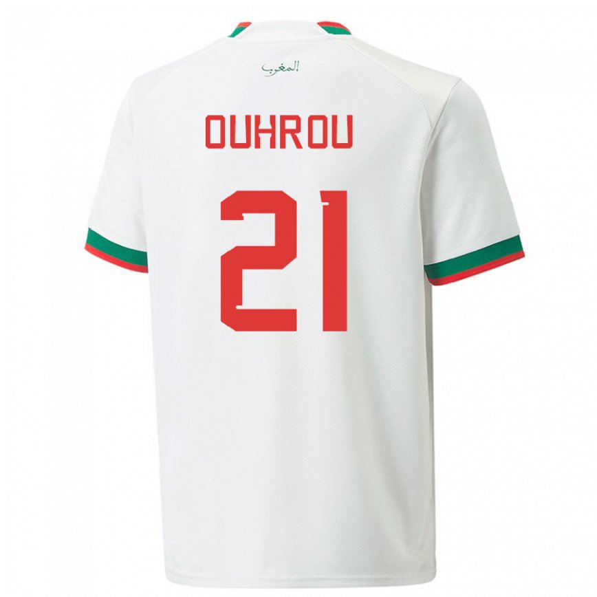 Niño Camiseta Marruecos Marouane Ouhrou #21 Blanco 2ª Equipación 22-24