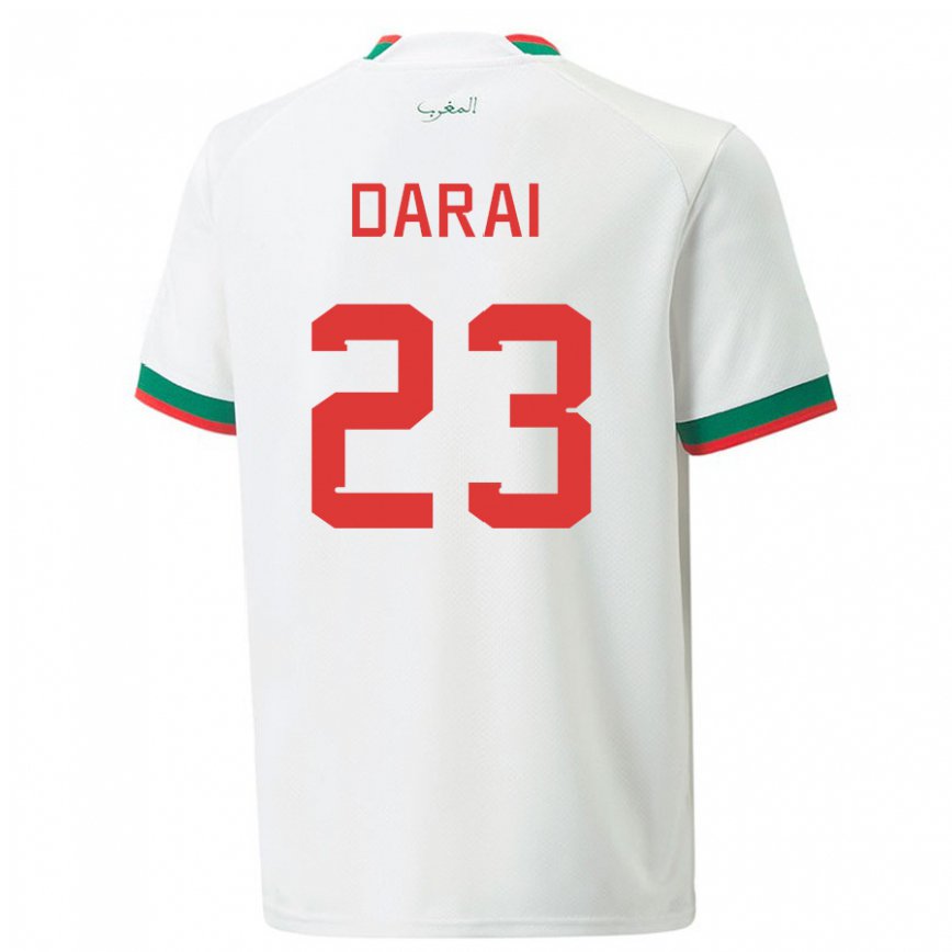 Niño Camiseta Marruecos Hamza Darai #23 Blanco 2ª Equipación 22-24