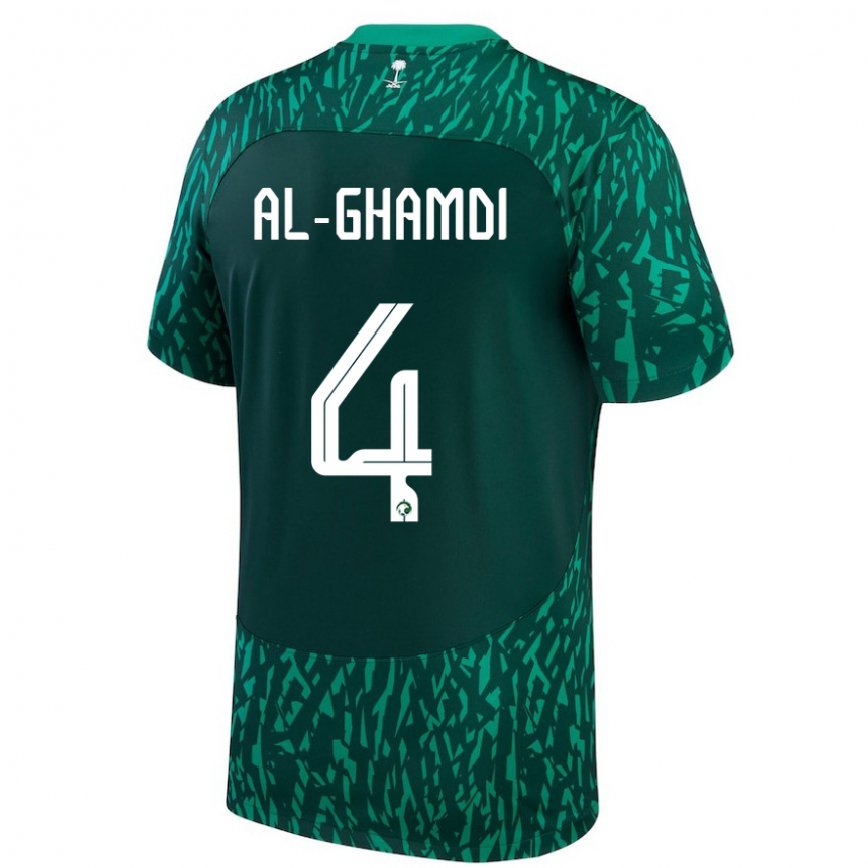 Niño Camiseta Arabia Saudita Talah Al Ghamdi #4 Verde Oscuro 2ª Equipación 22-24