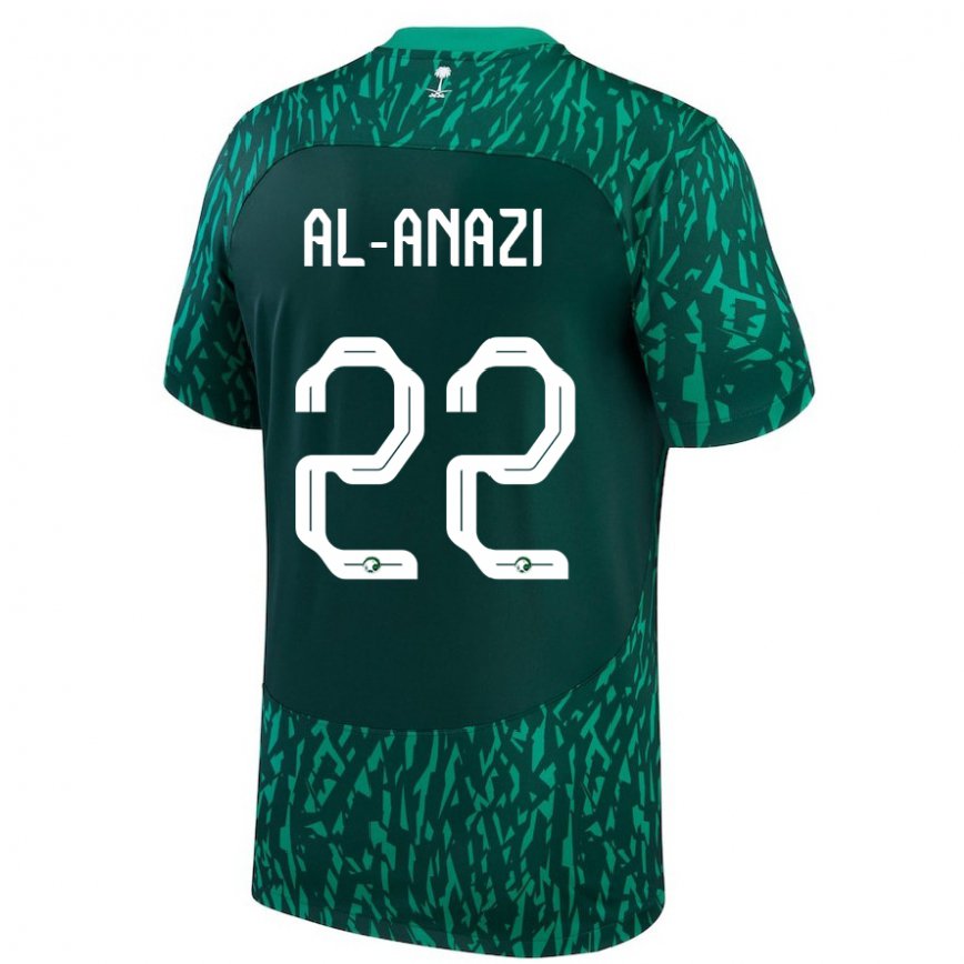 Niño Camiseta Arabia Saudita Lama Al Anazi #22 Verde Oscuro 2ª Equipación 22-24