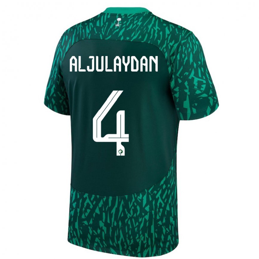 Niño Camiseta Arabia Saudita Ahmed Aljulaydan #4 Verde Oscuro 2ª Equipación 22-24