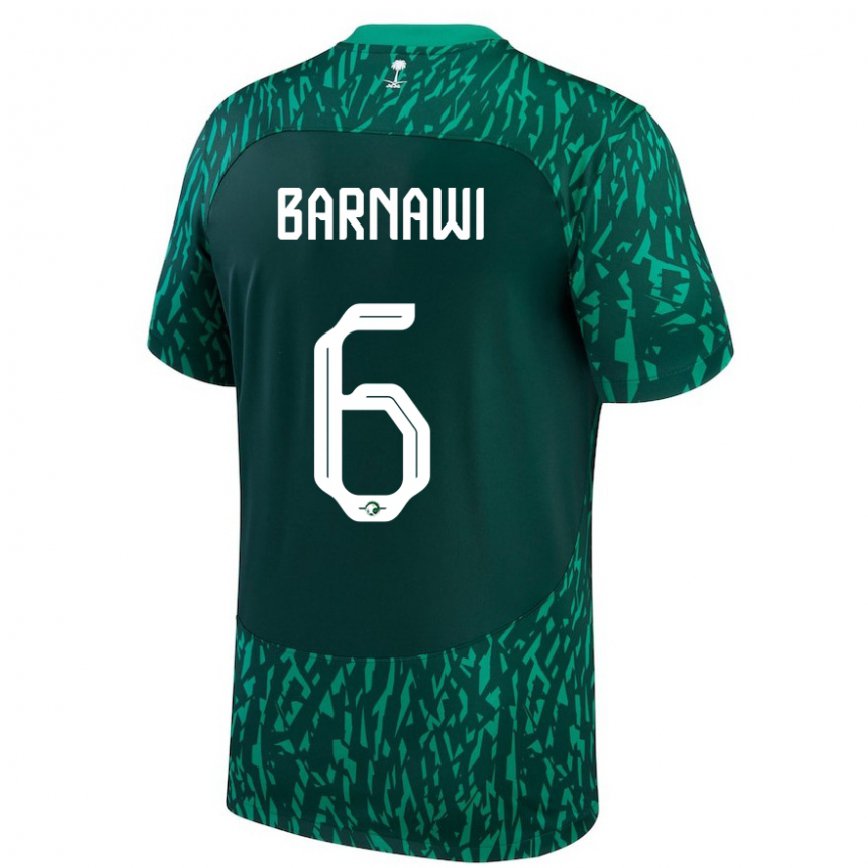 Niño Camiseta Arabia Saudita Mohammed Barnawi #6 Verde Oscuro 2ª Equipación 22-24