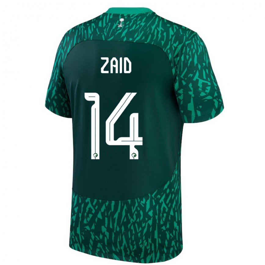 Niño Camiseta Arabia Saudita Abdullah Zaid #14 Verde Oscuro 2ª Equipación 22-24