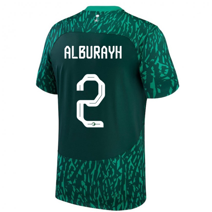 Niño Camiseta Arabia Saudita Mahmood Alburayh #2 Verde Oscuro 2ª Equipación 22-24