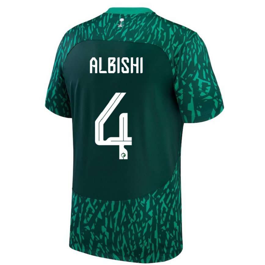 Niño Camiseta Arabia Saudita Abdullah Albishi #4 Verde Oscuro 2ª Equipación 22-24