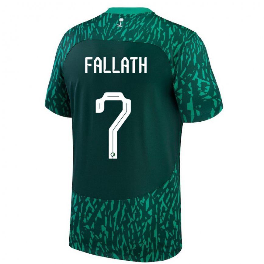 Niño Camiseta Arabia Saudita Fahad Fallath #7 Verde Oscuro 2ª Equipación 22-24