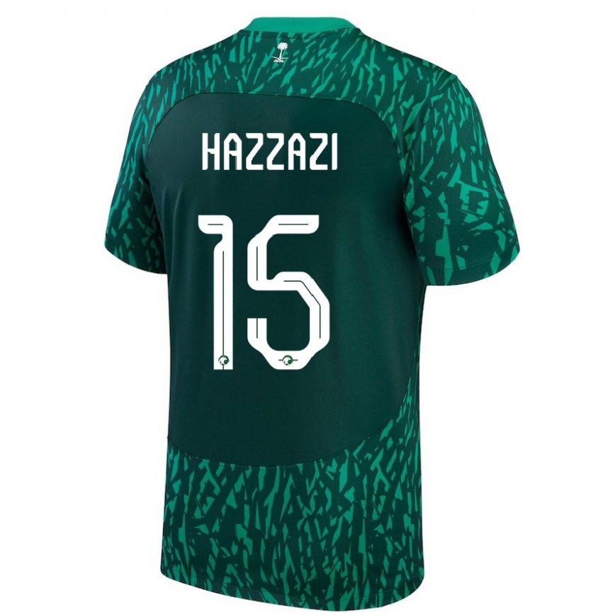 Niño Camiseta Arabia Saudita Mohammed Hazzazi #15 Verde Oscuro 2ª Equipación 22-24