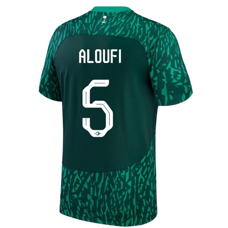 Niño Camiseta Arabia Saudita Mohammed Aloufi #5 Verde Oscuro 2ª Equipación 22-24