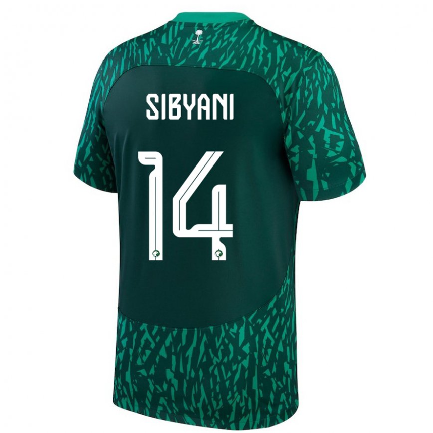 Niño Camiseta Arabia Saudita Meshal Sibyani #14 Verde Oscuro 2ª Equipación 22-24