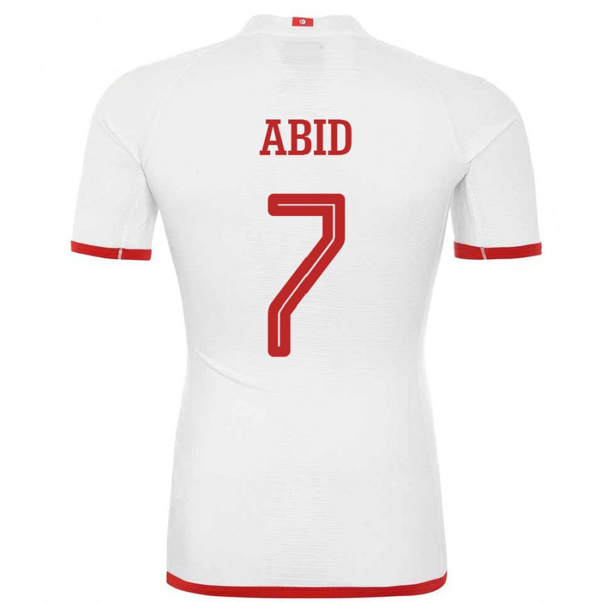 Niño Camiseta Túnez Aziz Abid #7 Blanco 2ª Equipación 22-24