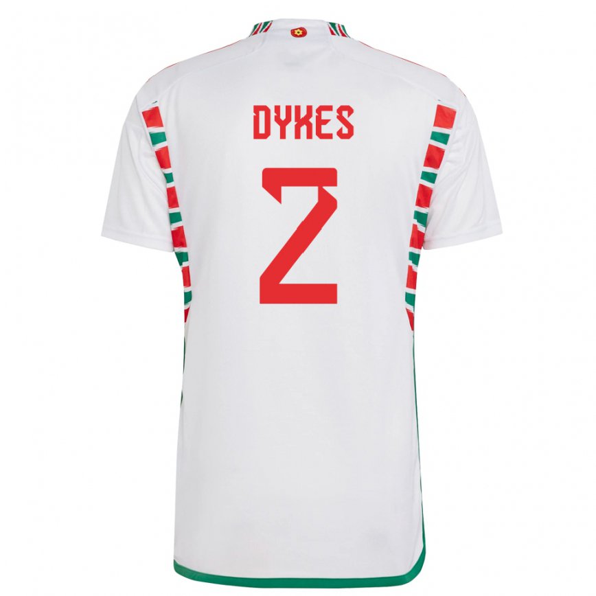 Niño Camiseta Gales Loren Dykes #2 Blanco 2ª Equipación 22-24