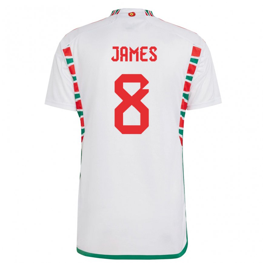 Niño Camiseta Gales Angharad James #8 Blanco 2ª Equipación 22-24