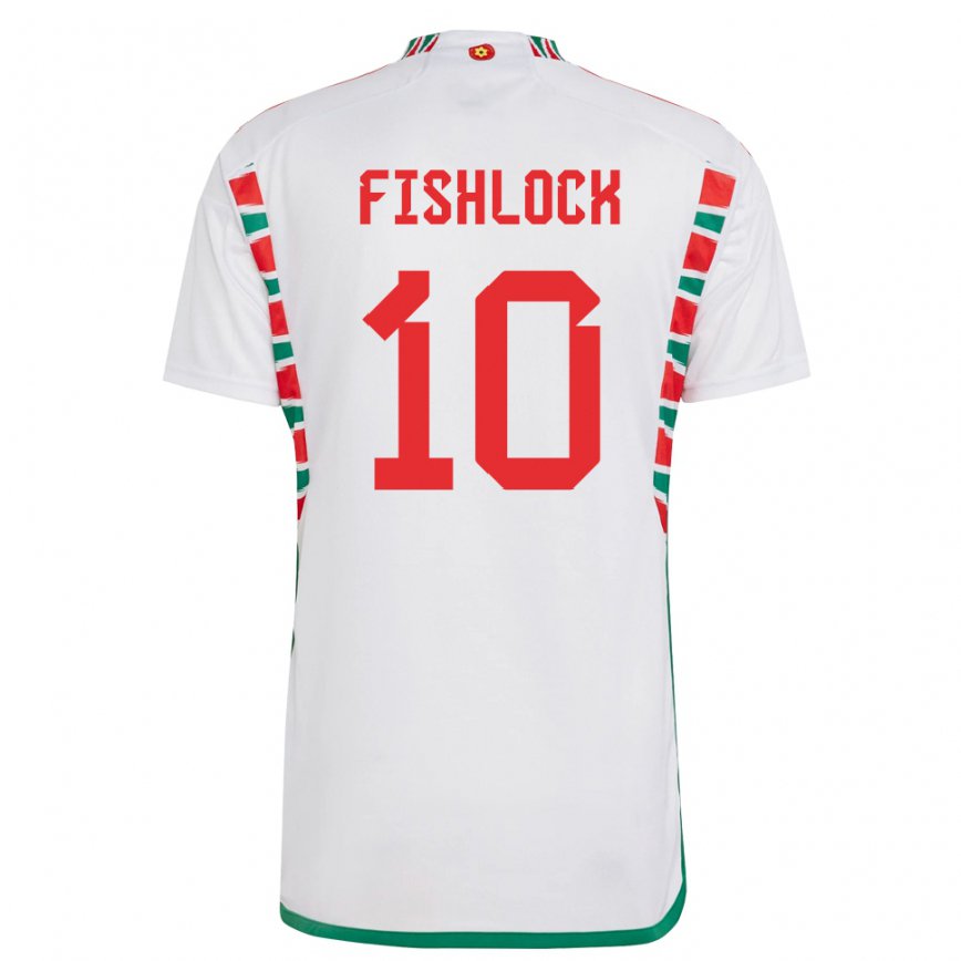 Niño Camiseta Gales Jessica Fishlock #10 Blanco 2ª Equipación 22-24