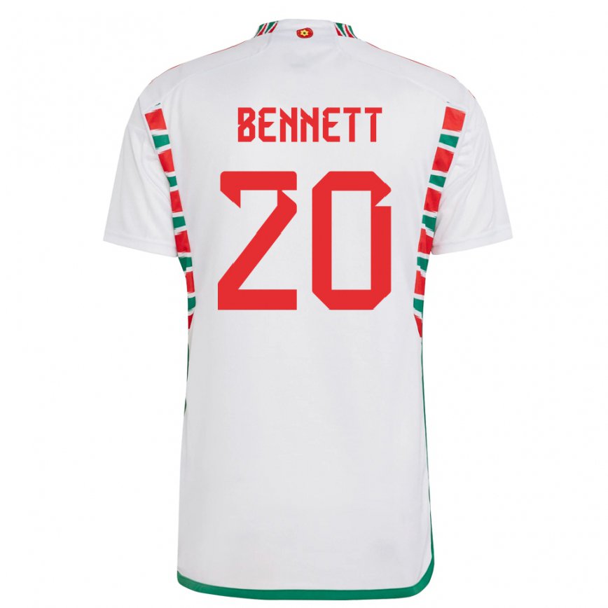 Niño Camiseta Gales Aaron Bennett #20 Blanco 2ª Equipación 22-24