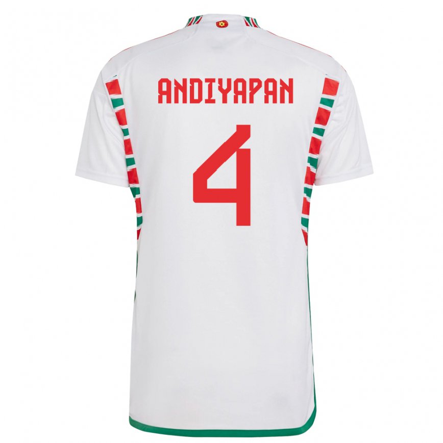 Niño Camiseta Gales William Andiyapan #4 Blanco 2ª Equipación 22-24