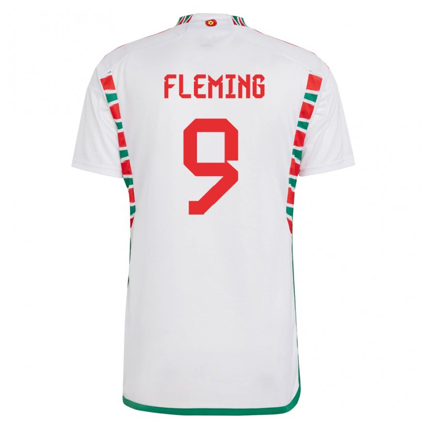 Niño Camiseta Gales Cole Fleming #9 Blanco 2ª Equipación 22-24