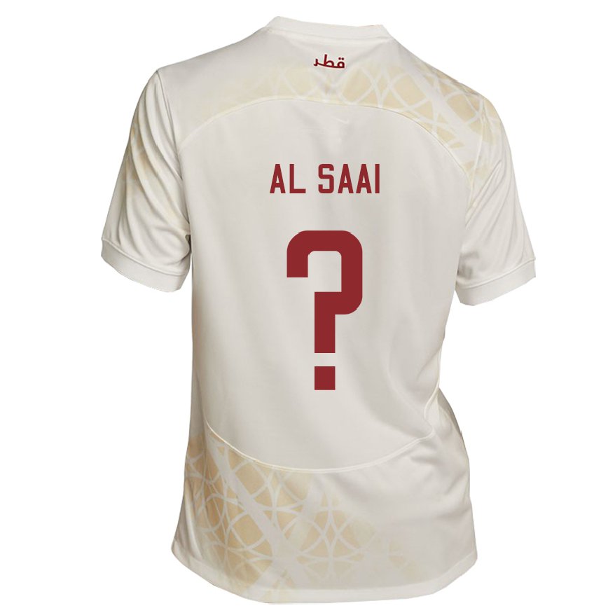 Niño Camiseta Catar Abdallah Al Saai #0 Beis Dorado 2ª Equipación 22-24