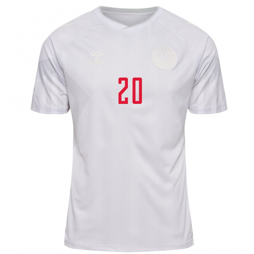 Niño Camiseta Dinamarca Gustav Christensen #20 Blanco 2ª Equipación 22-24