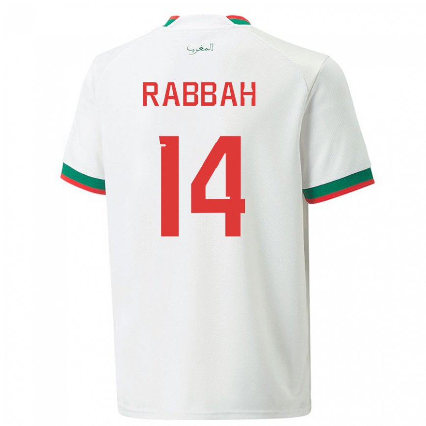 Niño Camiseta Marruecos Aziza Rabbah #14 Blanco 2ª Equipación 22-24