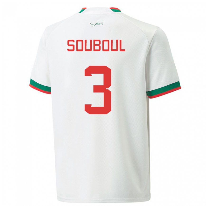 Niño Camiseta Marruecos Mohamed Souboul #3 Blanco 2ª Equipación 22-24