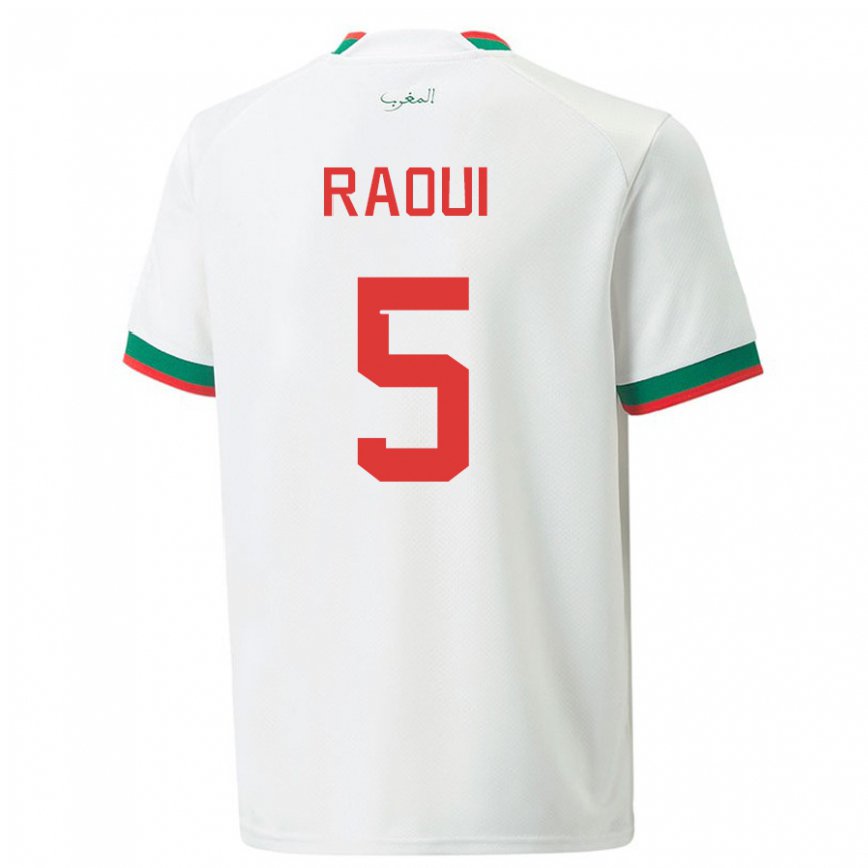 Niño Camiseta Marruecos Oussama Raoui #5 Blanco 2ª Equipación 22-24