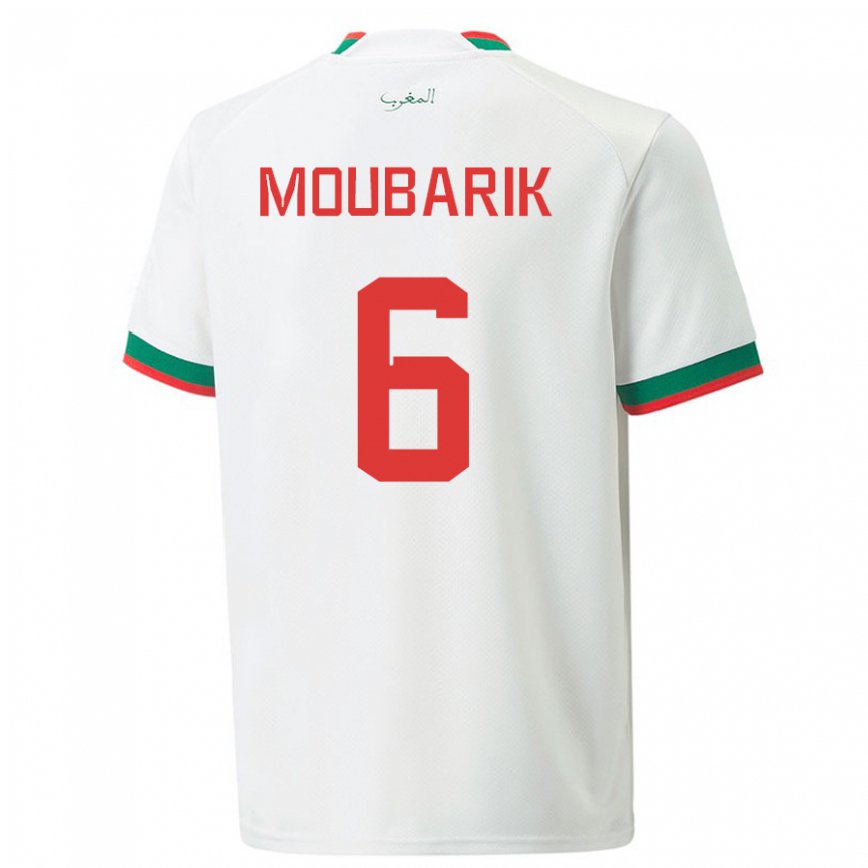 Niño Camiseta Marruecos El Mehdi Moubarik #6 Blanco 2ª Equipación 22-24