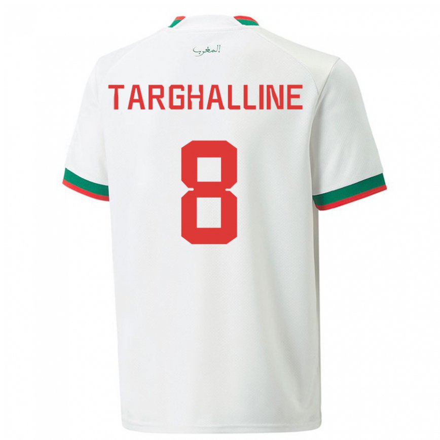 Niño Camiseta Marruecos Oussama Targhalline #8 Blanco 2ª Equipación 22-24