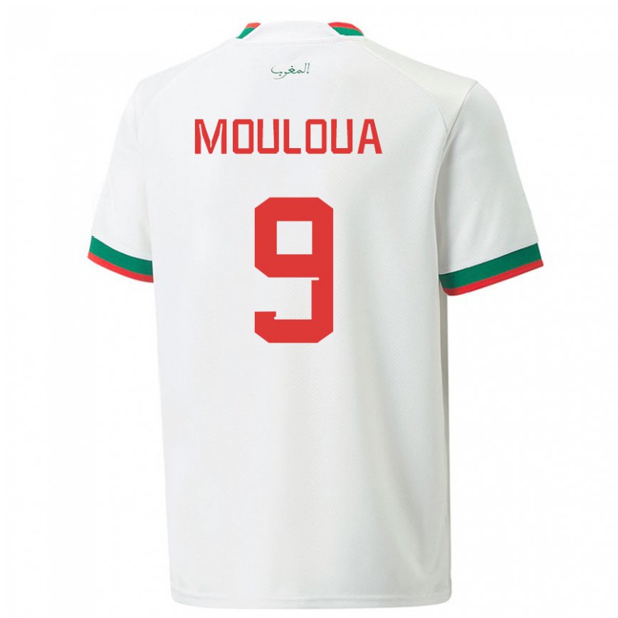 Niño Camiseta Marruecos Ayoub Mouloua #9 Blanco 2ª Equipación 22-24