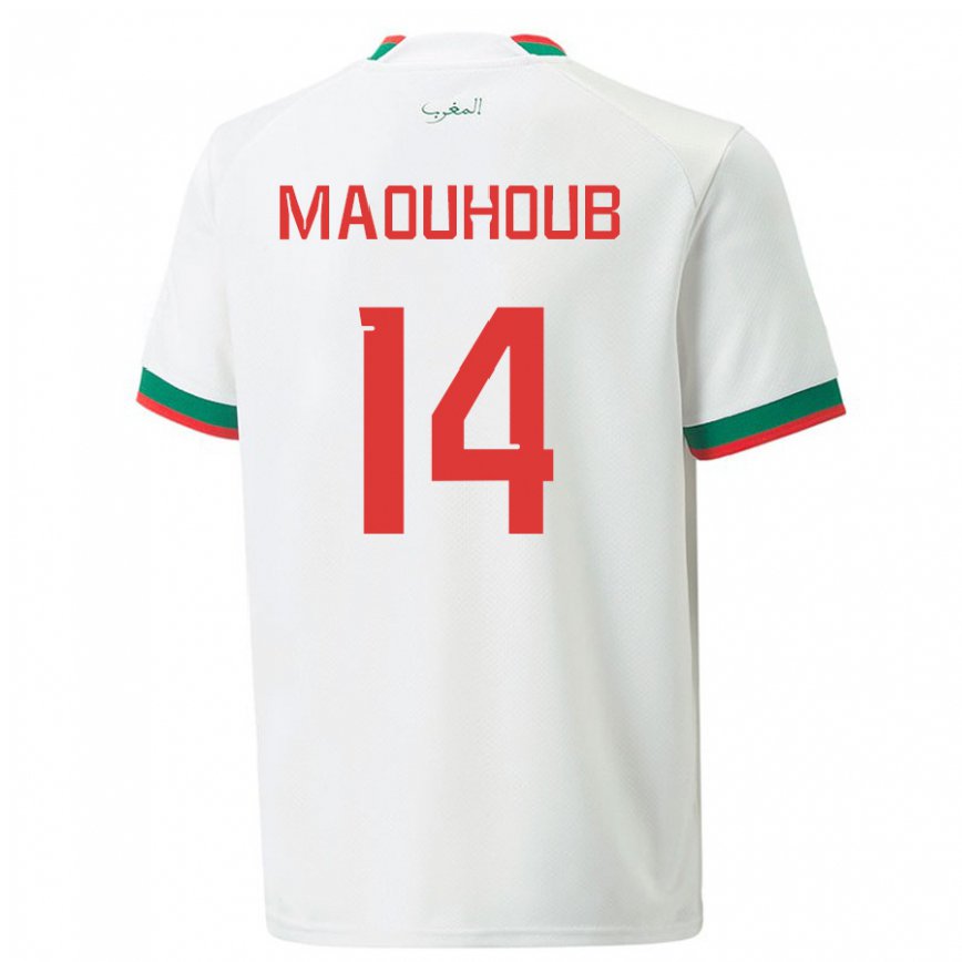 Niño Camiseta Marruecos El Mehdi Maouhoub #14 Blanco 2ª Equipación 22-24