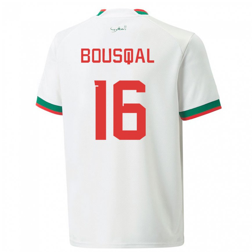 Niño Camiseta Marruecos Hamza Bousqal #16 Blanco 2ª Equipación 22-24