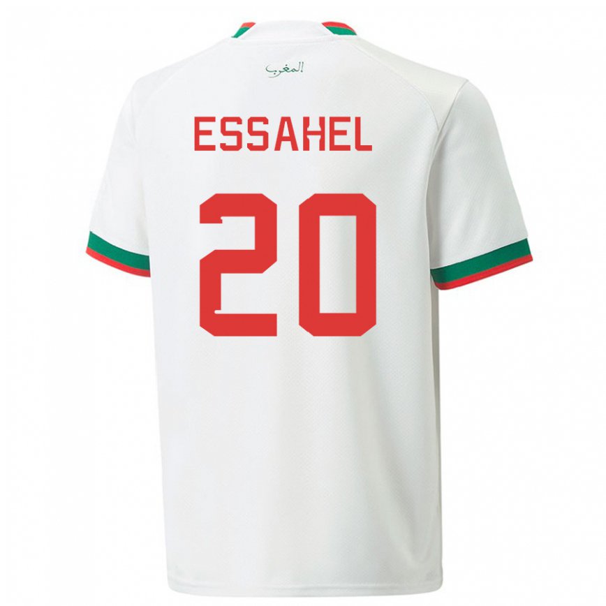 Niño Camiseta Marruecos Mohammed Amine Essahel #20 Blanco 2ª Equipación 22-24