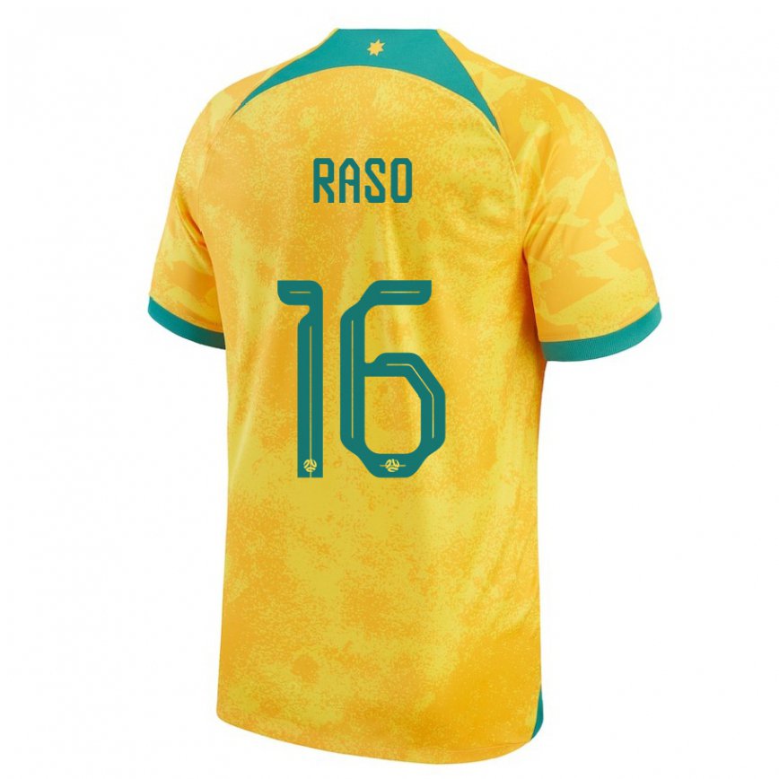 Hombre Camiseta Australia Hayley Raso #16 Dorado 1ª Equipación 22-24