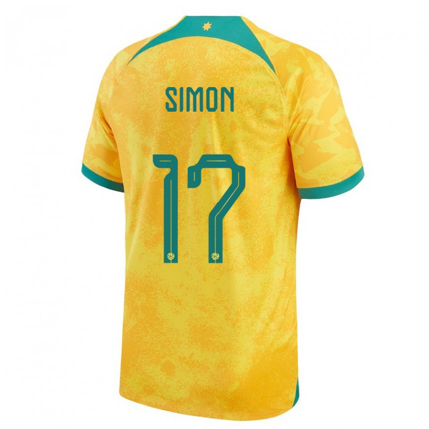 Hombre Camiseta Australia Kyah Simon #17 Dorado 1ª Equipación 22-24