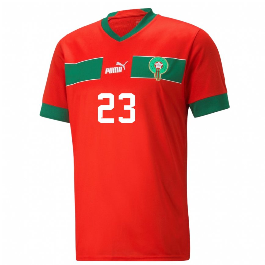 Hombre Camiseta Marruecos Hamza Darai #23 Rojo 1ª Equipación 22-24